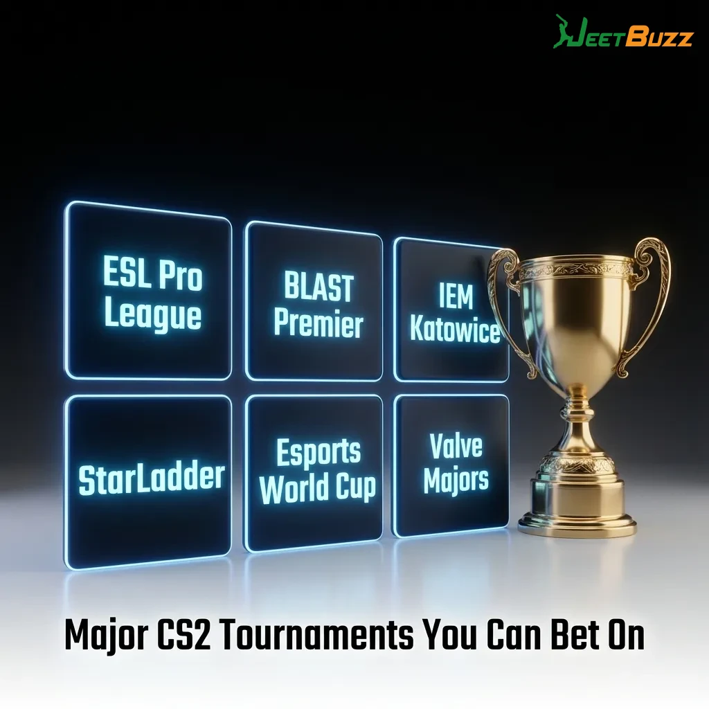 Professional CS2 esports tournament with teams competing on stage at a major championship event with crowd and screens — Jeetbuzz in Bangladesh