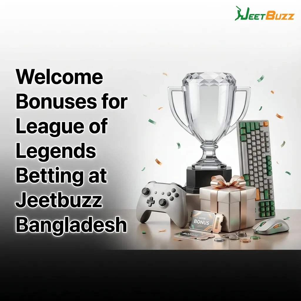 Jeetbuzz Bangladesh welcome bonus guide for League of Legends betting with registration and deposit steps displayed